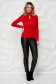 Bluza dama din tricot fin rosie cu decupaje in material si perle - SunShine 3 - StarShinerS.ro