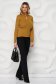 Mustard women`s blouse pearls knitted with cut out material 4 - StarShinerS.com