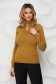 Mustard women`s blouse pearls knitted with cut out material 1 - StarShinerS.com
