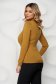 Mustard women`s blouse pearls knitted with cut out material 2 - StarShinerS.com