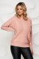 Pulover din material impletit tricotat roz cu croi larg - SunShine 1 - StarShinerS.ro