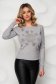 Bluza dama din tricot gri cu aplicatii cu pietre strass - SunShine 1 - StarShinerS.ro