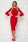 Rochie din crep rosie midi tip creion cu maneci clopot - StarShinerS 3 - StarShinerS.ro