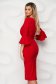 Rochie din crep rosie midi tip creion cu maneci clopot - StarShinerS 2 - StarShinerS.ro
