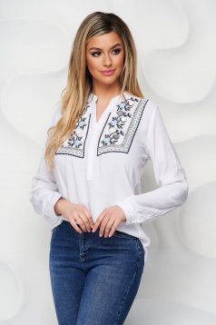 White women`s blouse cotton embroidered strass