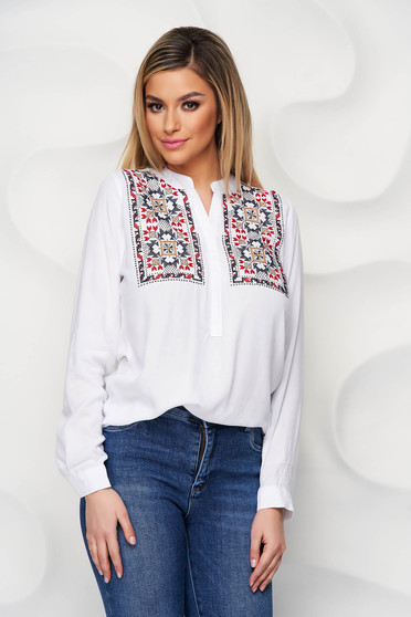 Blouses, Burgundy women`s blouse cotton embroidered strass - StarShinerS.com
