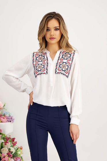 Long sleeves blouses, Women`s blouse cotton embroidered strass - StarShinerS.com