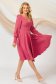 Rochie din material usor elastic roz in clos cu umeri bufanti si nasturi decorativi - PrettyGirl 1 - StarShinerS.ro