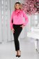 Pink women`s blouse from satin satin ribbon fastening loose fit 4 - StarShinerS.com