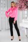 Pink women`s blouse from satin satin ribbon fastening loose fit 3 - StarShinerS.com