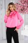 Pink women`s blouse from satin satin ribbon fastening loose fit 1 - StarShinerS.com