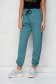 Pantaloni din material usor elastic verde cu croi larg si talie inalta accesorizati cu fermoar - SunShine 3 - StarShinerS.ro