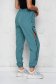 Pantaloni din material usor elastic verde cu croi larg si talie inalta accesorizati cu fermoar - SunShine 5 - StarShinerS.ro