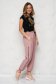 Pantaloni din material usor elastic roz-prafuit cu croi larg si talie inalta accesorizati cu fermoar - SunShine 3 - StarShinerS.ro