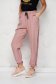 Pantaloni din material usor elastic roz-prafuit cu croi larg si talie inalta accesorizati cu fermoar - SunShine 4 - StarShinerS.ro