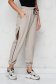 Pantaloni din material usor elastic bej cu croi larg si talie inalta accesorizati cu fermoar - SunShine 3 - StarShinerS.ro