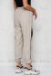 Pantaloni din material usor elastic bej cu croi larg si talie inalta accesorizati cu fermoar - SunShine 4 - StarShinerS.ro