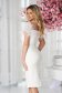 Rochie PrettyGirl alba de ocazie tip creion cu aplicatii din perle si pene 2 - StarShinerS.ro