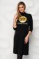 Black Lycra Women's Blouse with Neck, Side Slit, and Text Print - StarShinerS 1 - StarShinerS.com