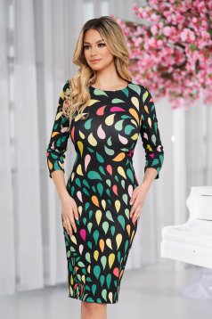 StarShinerS dress pencil midi with graphic details lycra