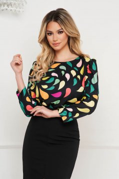 - StarShinerS women`s blouse high shoulders with floral print nonelastic fabric