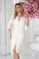 Rochie StarShinerS ivoire de ocazie tip creion cu fermoar auriu in fata 1 - StarShinerS.ro