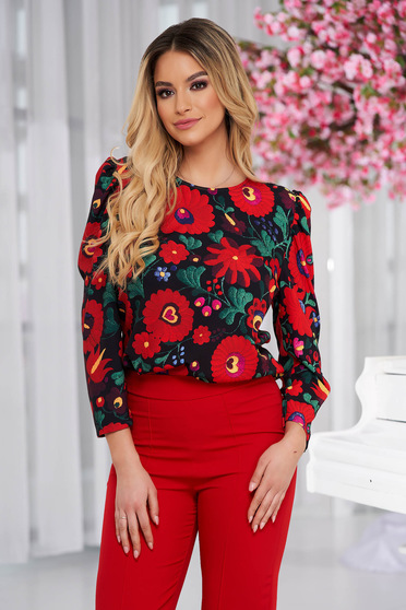 StarShinerS women`s blouse office high shoulders with floral print
