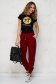 Burgundy trousers cotton high waisted with button accessories 5 - StarShinerS.com