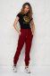 Burgundy trousers cotton high waisted with button accessories 1 - StarShinerS.com