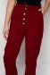 Burgundy trousers cotton high waisted with button accessories 4 - StarShinerS.com