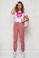 Pantaloni din bumbac roz prafuit cu talie inalta accesorizati cu nasturi - SunShine 1 - StarShinerS.ro