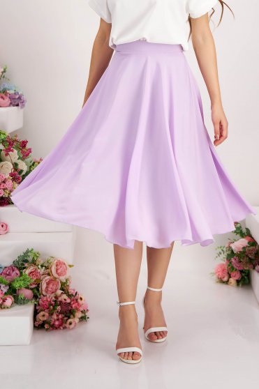 Lilac Veil Midi Skirt in Flare with High Waist - StarShinerS