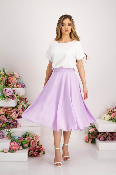 Midi skirts, - StarShinerS midi cloche from veil fabric high waisted lila skirt - StarShinerS.com