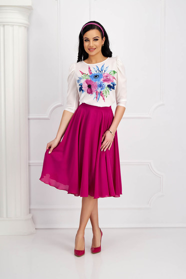 Elegant skirts, - StarShinerS midi cloche from veil fabric high waisted raspberry skirt - StarShinerS.com