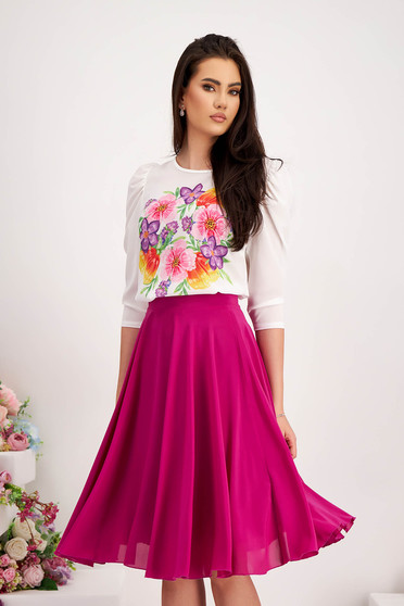 Elegant skirts, - StarShinerS midi cloche from veil fabric high waisted raspberry skirt - StarShinerS.com