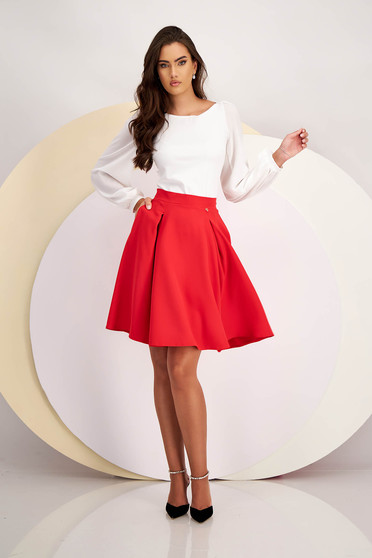 Cloche skirts, - StarShinerS red skirt elastic cloth cloche lateral pockets - StarShinerS.com