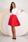 Red Elastic Fabric A-line Skirt with Side Pockets - StarShinerS 1 - StarShinerS.com