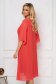 Rochie din voal corai midi cu croi larg si aplicatii cu pietre strass 2 - StarShinerS.ro