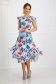 Dress with ruffle details midi cloche asymmetrical with floral print thin fabric - StarShinerS 5 - StarShinerS.com