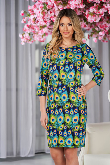 StarShinerS dress straight cloth thin fabric with print details with rounded cleavage