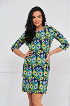- StarShinerS dress straight cloth thin fabric with print details with rounded cleavage