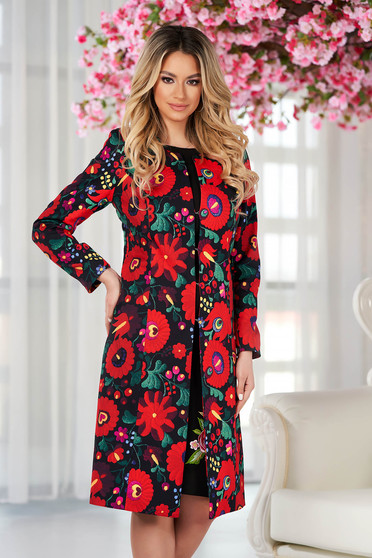 Trench Coats, StarShinerS trenchcoat office long cloth with floral print tented thin fabric - StarShinerS.com
