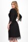 Black fabric knee-length dress with a straight cut and decorative embroidery - StarShinerS 2 - StarShinerS.com
