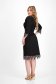 Black fabric knee-length dress with a straight cut and decorative embroidery - StarShinerS 5 - StarShinerS.com