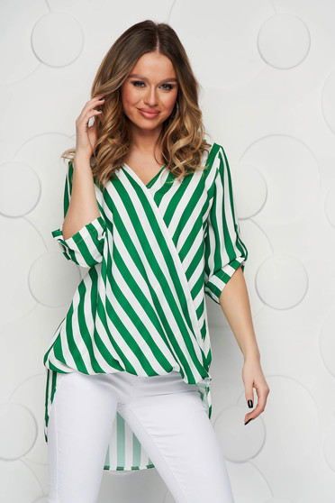 Casual Blouses, Women`s blouse asymmetrical loose fit wrap over front from veil fabric - StarShinerS.com