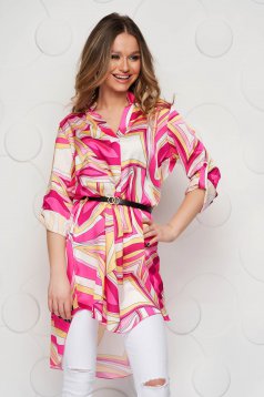 Bluza dama din material satinat asimetrica cu croi larg - SunShine