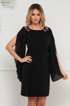- StarShinerS black dress elastic cloth with veil sleeves straight