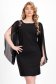 Black elastic fabric dress with a straight cut and voile sleeves - StarShinerS 1 - StarShinerS.com