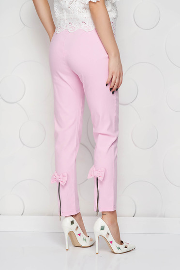 Trousers, Pink trousers high waisted conical from elastic fabric - StarShinerS.com