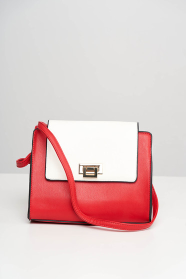Red bag office from ecological leather metallic buckle